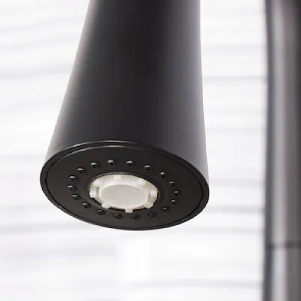 Allen + Roth Bryton Matte Black Single Handle Pull-down Kitchen Faucet with LED - Picture 4 of 12